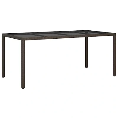 Afbeelding van vidaXL Tuintafel, bruin, 190 x 90 75 cm, gehard glas/polyrotan