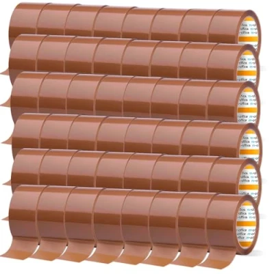 Afbeelding van m office 48 rollen bruin plakband voor het verpakken van dozen, verzendingen, verhuizingen en knutselen, veilige duurzame verpakking, 36 mm x 66