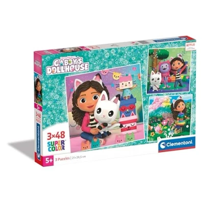 Afbeelding van Clementoni Super Color Puzzel Gabby&#039;s Dollhouse 3x48 Stukjes