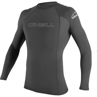 Afbeelding van O&#039;Neill Basic Skins L/S Rashguard Surfshirt Maat L Mannen donker grijs/wit