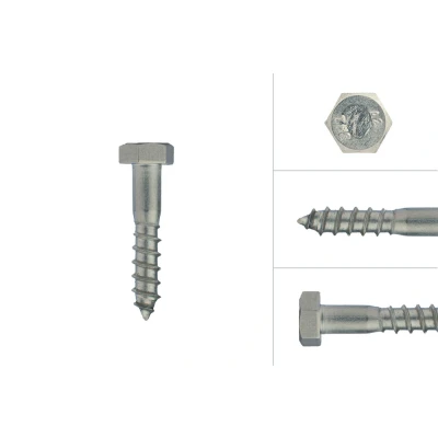 Afbeelding van Wovar Houtdraadbouten RVS M10 x 40 mm Doos 100 stuks