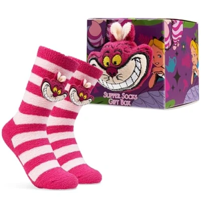 Afbeelding van Disney Pluizige pantoffels voor dames, antislipsokken, cadeaus haar, Heet roze Cheshire kat