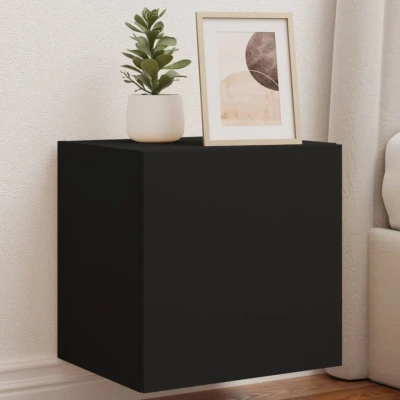 Afbeelding van Tv wandmeubelen met LED verlichting 2 st 40,5x35x40 cm zwart
