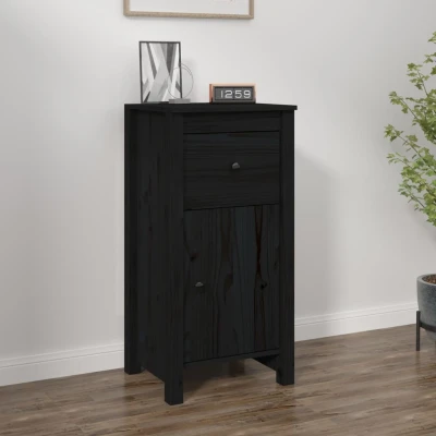 Afbeelding van Dressoir 40x35x80 cm massief grenenhout zwart