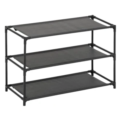 Afbeelding van 5Five Schoenenrek Intissa 3 laags metaal/kunststof 57 x 25 39 cm voor 9 paar schoenen zwart