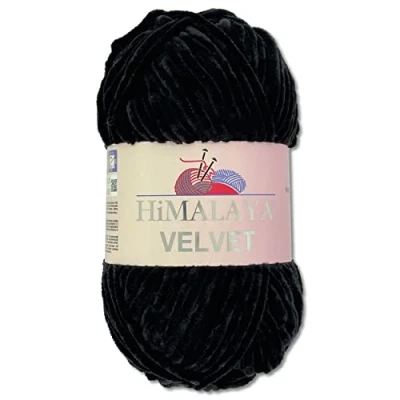 Afbeelding van Wohnkult Himalaya Velvet Dolfijnwol, 100 g, 40 kleuren om uit te kiezen, chenille breigaren, wollig en glanzend, voor accessoires, kleding dekens (90011), zwart