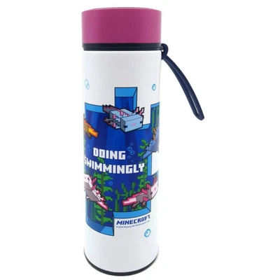 Afbeelding van Thermosfles Minecraft Axolotl Lush Cave RVS Thermometer 450ml 23x6.5cm