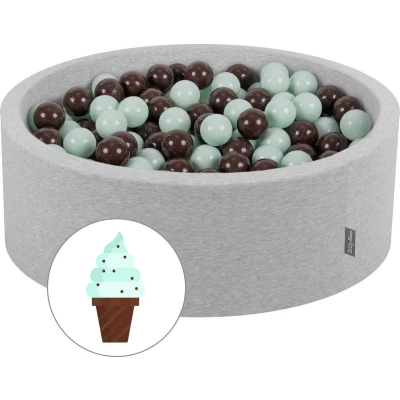 Afbeelding van KiddyMoon Ballenbad Met Gekleurde Ballen 90X30cm/300 ∅ 7Cm Voor Baby&#039;s Kinderen Rond, Mint Chocolade:Mint/Bruin