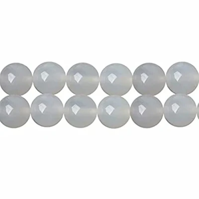 Afbeelding van SKYBEADS Ronde kralen van witte agaat, 8 mm, natuursteen, voor sieraden, lengte 38 cm, ca. 46 stuks