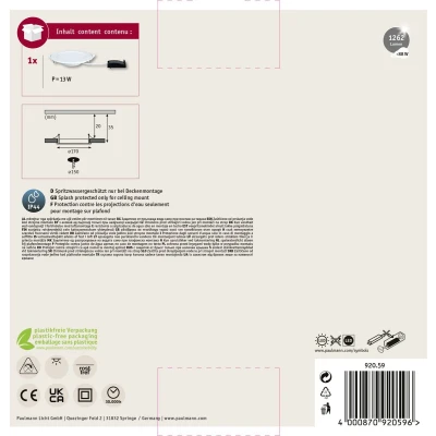 Afbeelding van Paulmann Inb. Panel rond LED 12W 4000K 170mm wit
