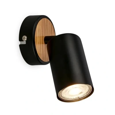 Afbeelding van Briloner Tib Binnen wandlamp 2172014 Draaibaar Aan/Uit via wandschakelaar Ø 8 x 15,5 cm Hout zwart