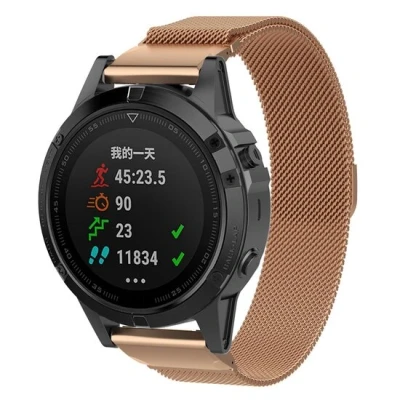 Afbeelding van Milanese bandje Rosé goud Garmin Fenix 7X / 6X 5X