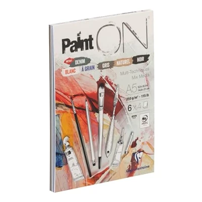 Afbeelding van Clairefontaine Paint ON A5 Formaat Blok 6 Kleuren 24 vel (6 x 4 vel), 250 grams