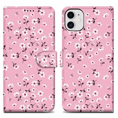Afbeelding van Cadorabo Hoesje geschikt voor Apple iPhone 11 Design Bloemenregen No. 6 Beschermhoes Case Cover met magnetische sluiting, standaardfunctie en kaartvakje