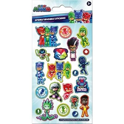Afbeelding van Paper Projects 01.70.06.168 PJ Masks Heroes glitterstickers, officieel gelicentieerd product, herbruikbaar op niet poreuze oppervlakken, wit, 19,5 cm x 9,5