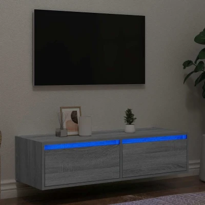 Afbeelding van vidaXL Tv meubel met LED verlichting 100X35,5x25 cm grijs sonoma eiken