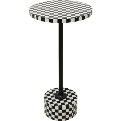 Afbeelding van Kare Bijzettafeltje Domero Chess Black/White Ø25