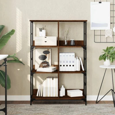 Afbeelding van Boekenrek 78,5x33x117,5 cm bewerkt hout bruin eikenkleur