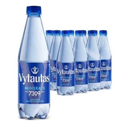 Image de Eau Minérale Naturelle Pétillante VYTAUTAS 500 ml Lot de 12 Hydratation Maximale Riche en Minéraux Essentiels Calcium, Magnésium, Sans Nitrates, Fonctionnelle, Forte Minéralisation