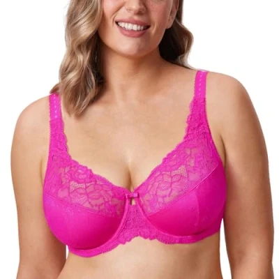 Afbeelding van Delimira Beugelbeha van kant, niet gevoerd, voor dames, Glitter Roze