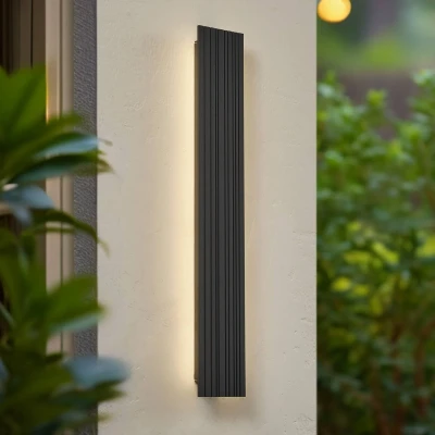 Afbeelding van Lucande LED buiten wandlamp Melira, lengte 60cm, antraciet