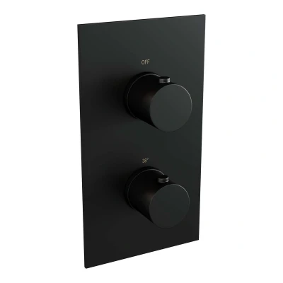 Afbeelding van Brauer Black Edition inbouwthermostaat inbouwdeel 2 gladde knoppen mat zwart