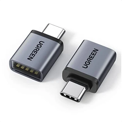 Afbeelding van UGREEN USB C naar 3.0 5Gbps OTG adapter, 2 stuks, type stekker A aansluiting, compatibel met iPhone 15 Plus Pro Max MacBook Air iMac iPad Galaxy Tab S9 S24 (zwart)