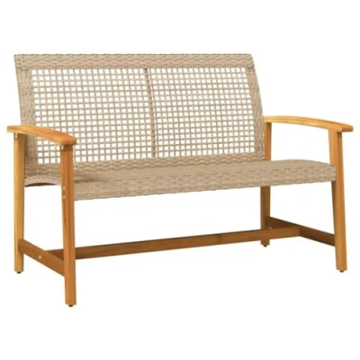 Afbeelding van Tuinbank 112 cm poly rattan en acaciahout beige