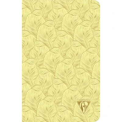 Afbeelding van Clairefontaine 193506C een notitieboek piqué genaaid met gele bloem 11 x 17 cm 96 pagina&#039;s gelinieerd papier ivoorkleurig 90 g envelop kaart gelamineerd mat collectie Neo Deco lente zomer