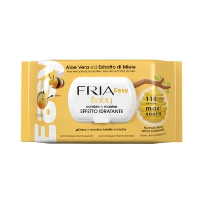 Afbeelding van Fria Easy Baby luierdoekjes met aloë vera en honingextract hydraterende werking, dermatologisch getest, 110 stuks
