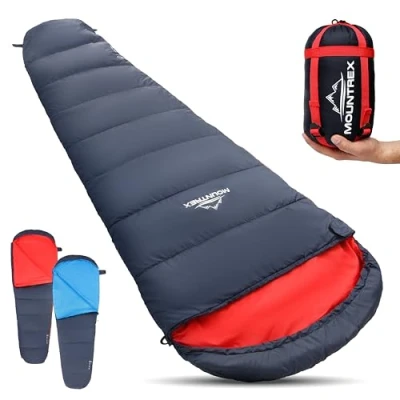 Afbeelding van Slaapzak, kleine pakmaat en ultralicht (760 g), outdoor zomerslaapzak, mummieslaapzak (205 x 80 cm), compact, warm licht voor camping, reizen of festival, koppelbaar