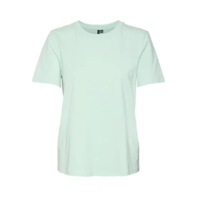 Image de VERO MODA T shirt basique pour femme Col rond Manches courtes Coupe normale, Birds Egg Green, XL
