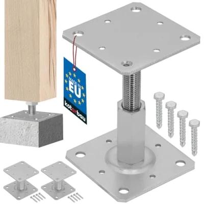Afbeelding van KOTARBAU® Paalhouders, 2 stuks, 110 x mm, in hoogte verstelbaar van 90 tot 150 verzinkt, voor schroeven, steunvoet, betonnen grondvoet,