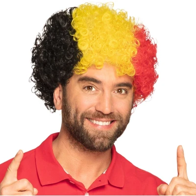 Afbeelding van Boland Pruik België Afro Kort Unisex Rode duivels Belgie Voetbal