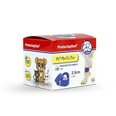 Afbeelding van Protectaplast Set van 3 zelfklevende pleisters voor huisdieren (2,5 cm x 4,5 m) latexvrije bandage en lijmvrije honden, katten, paarden, honden katten Materiaal