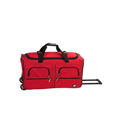 Afbeelding van Rockland Rolling Duffel Bag Sporttas met wieltjes, één maat, reistas wielen, Rood, Melbourne Uittrekbare hardcase koffer zwenkwielen
