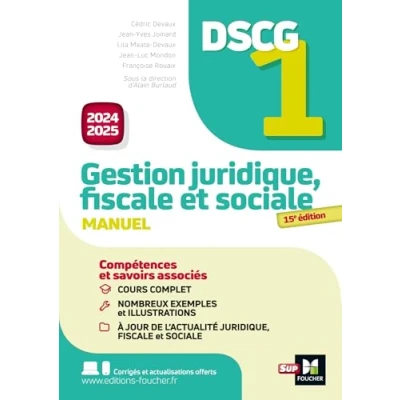 Afbeelding van DSCG 1 GESTION JURIDIQUE SOCIALE ET FISCALE MANUEL 2024 2025