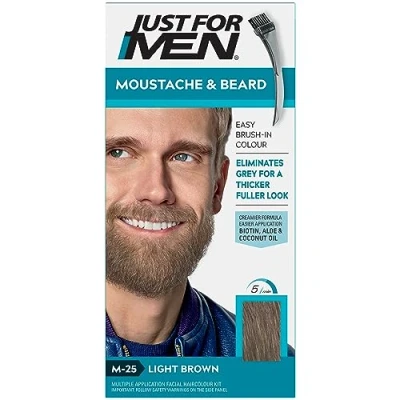 Afbeelding van Just For Men Lichtbruine baard en snorverf, verwijdert grijs haar geeft een dikkere vollere look, M25
