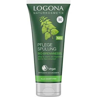 Afbeelding van LOGONA Naturkosmetik Biologische conditioner met brandnetel, natuurlijke voor alle haren, intensieve verzorging zacht haar, betere hantering, veganistisch en siliconenvrij, 200 ml