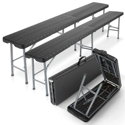 Afbeelding van AREBOS Tuinbank Set van 2 stuks Picknickbank Inklapbaar Tuinbanken 183 x 28 43 cm Zwart