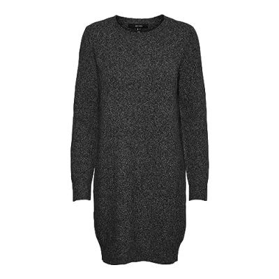 Afbeelding van VERO MODA Vmdoffy Ls Ga Noos damesjurk met ronde hals, 1 stuk, donkergrijs gemêleerd