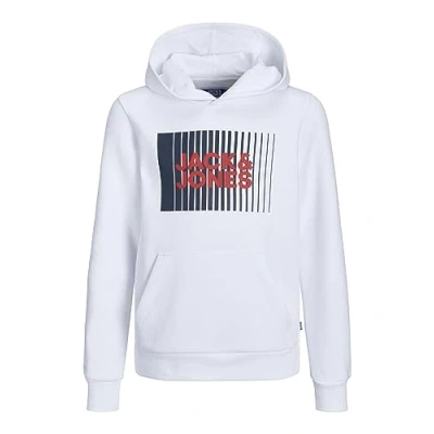Image de JACK &amp; JONES Jjecorp Logo Sweat À Capuche Play Noos JNR Sweatshirt Garçon, Blanc., 164