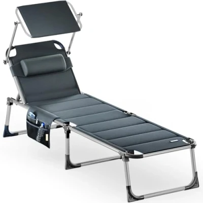 Afbeelding van Casaria Ligstoel Bari Comfort Plus Zonnendak &amp; Handgrepen Grijs