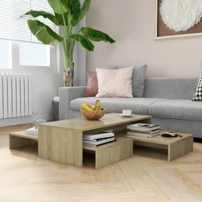 Afbeelding van Salontafelset 100x100x26,5 cm spaanplaat sonoma eikenkleurig