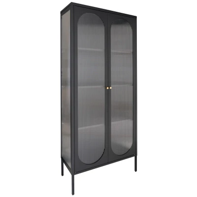 Afbeelding van House Nordic Adelaide Zwart / Glas Vitrinekast Hoog