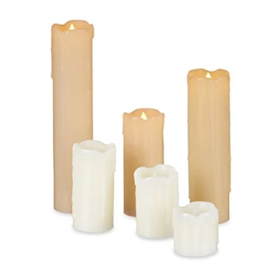 Afbeelding van Relaxdays LED kaarsen set van 6 echte was warm wit licht batterijen theelichtjes