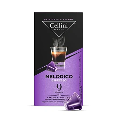Afbeelding van Caffè Cellini koffiecapsules compatibel met Nespresso Melodico 100 stuks compatibele aromatische noten van bittere cacao capsules