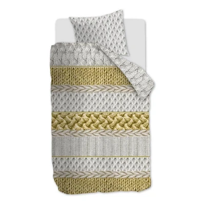 Afbeelding van Snoozing Cardiff Dekbedovertrek Eenpersoons 140x200/220 cm Flanel Oker