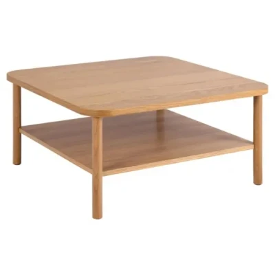 Afbeelding van Salontafel Vierkant Naturel Eiken Fineer 90x90x42cm Giga Living