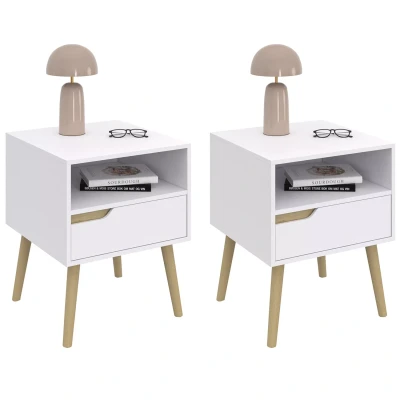 Afbeelding van Lot de 2 tables chevet HELSINKI 1 tiroir scandinave blanc